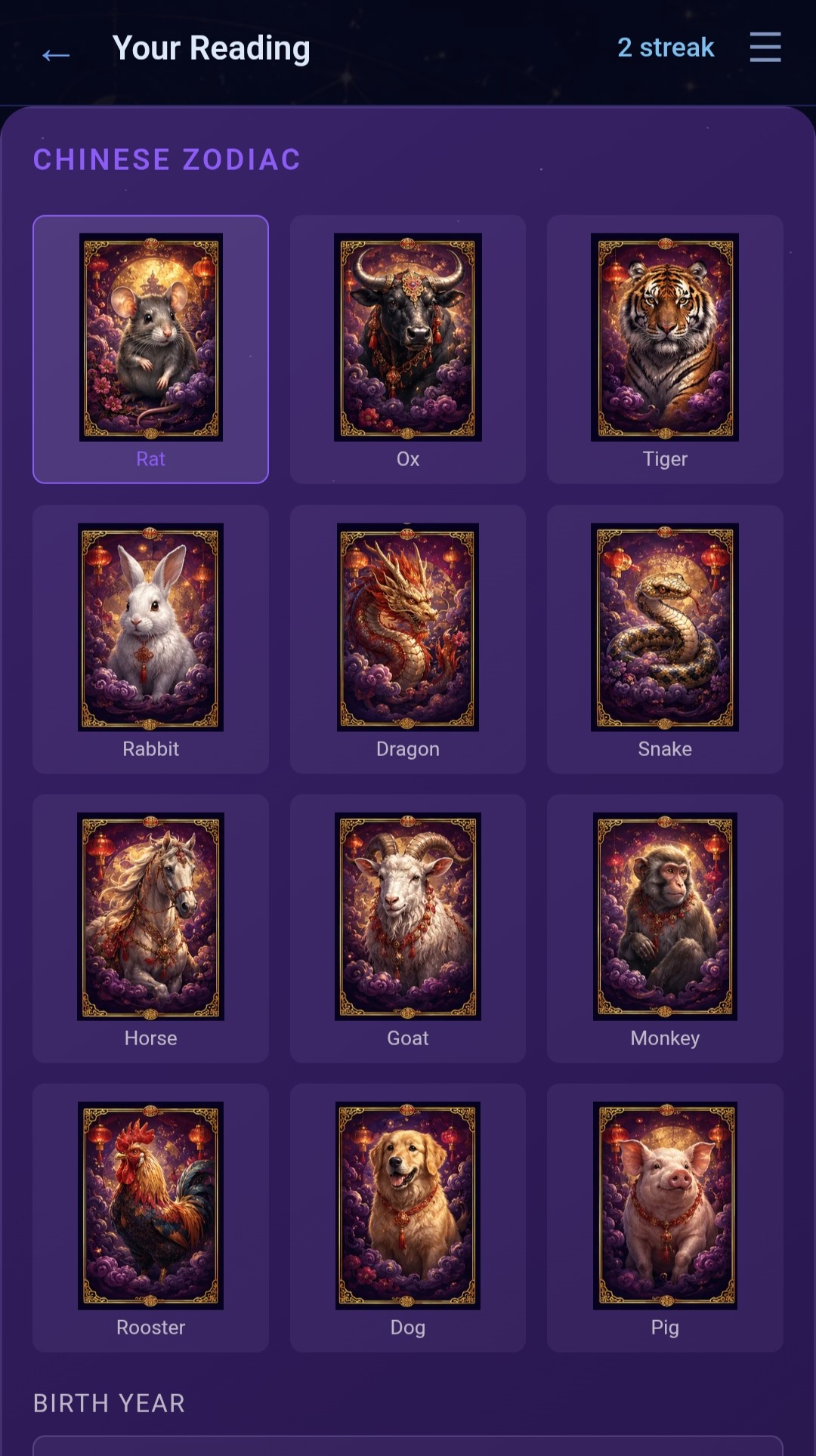 Horoscope bot screen